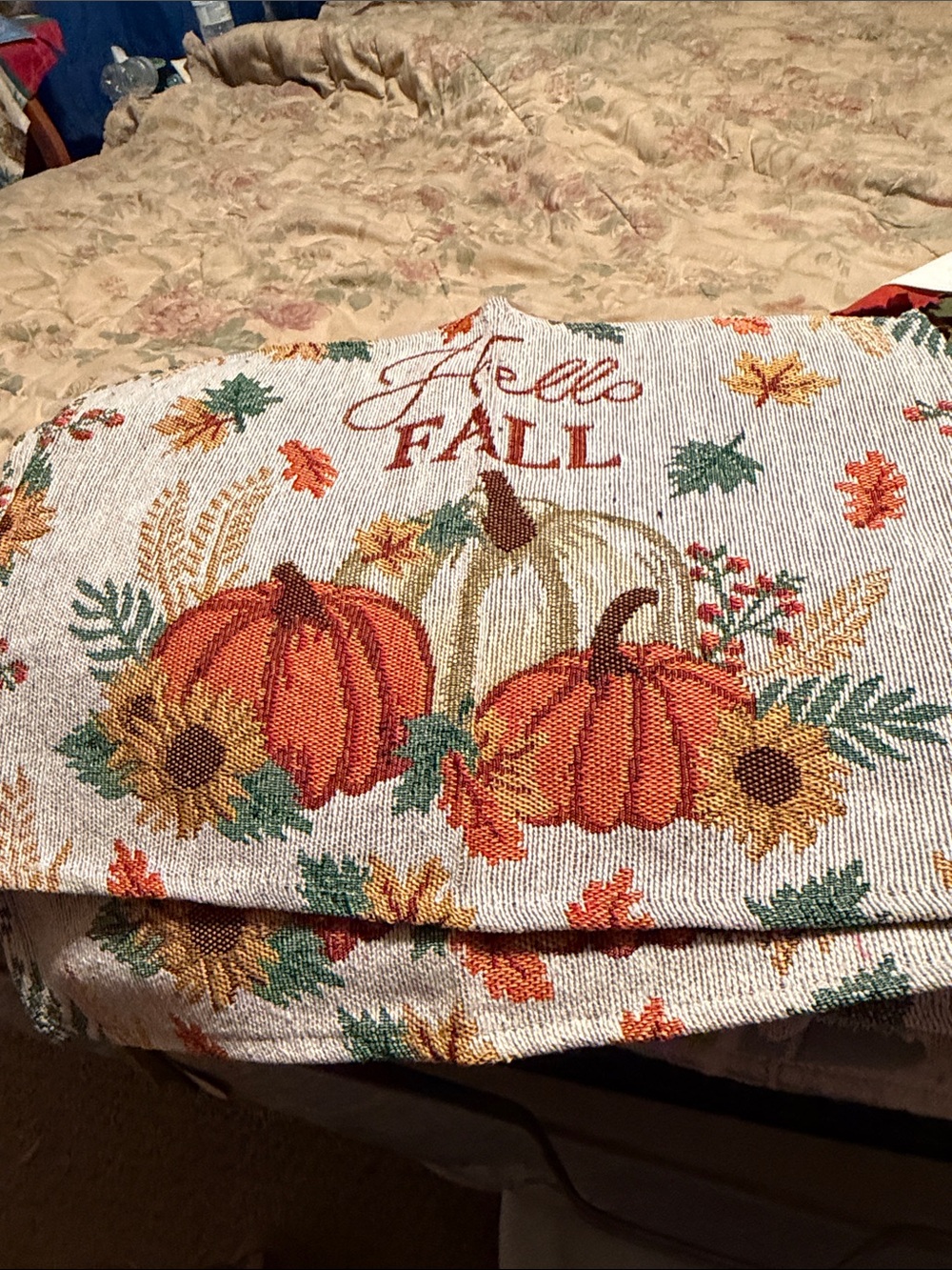 Hello Fall Pumpkin Tapestry place mats